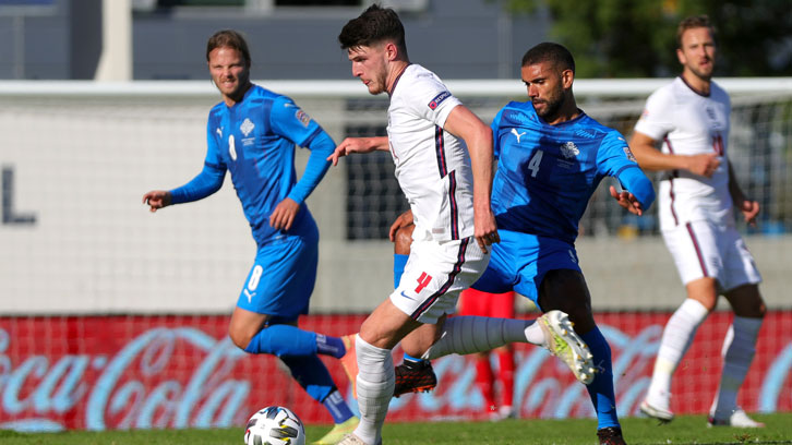 Declan Rice in action against Iceland
