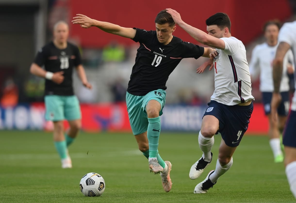 Declan Rice in action against Austria