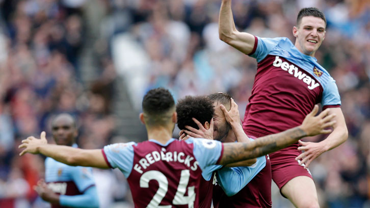 Declan Rice celebrates