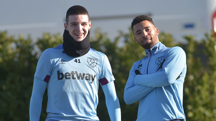 Declan Rice and Ryan Fredericks at Rush Green