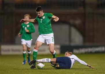 Declan Rice was in a action for Ireland's U21s