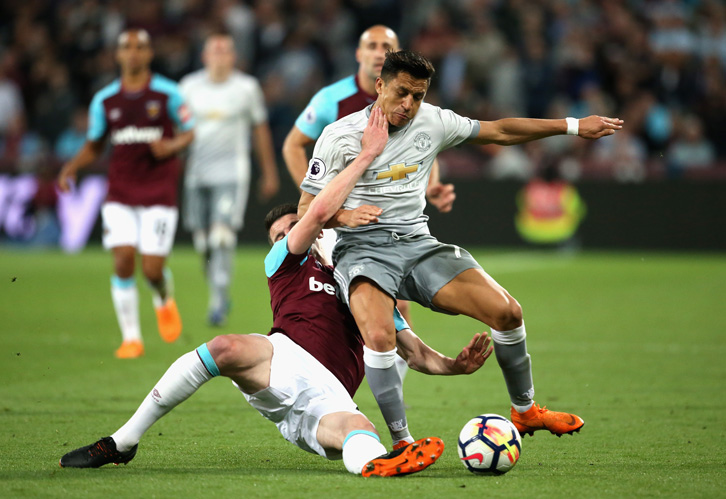 Declan Rice tackles Alexis Sanchez