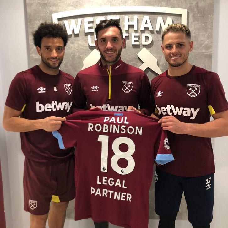 Felipe Anderson, Lucas Perez and Chicharito welcome Paul Robinson Solcitors