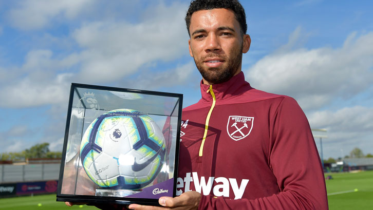 Ryan Fredericks with his Premier League Debut Football
