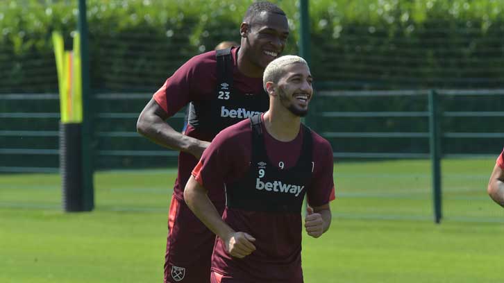 Saïd Benrahma smiles in training at Rush Green