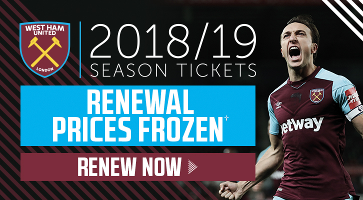 2018/19 Season Ticket renewal prices frozen!
