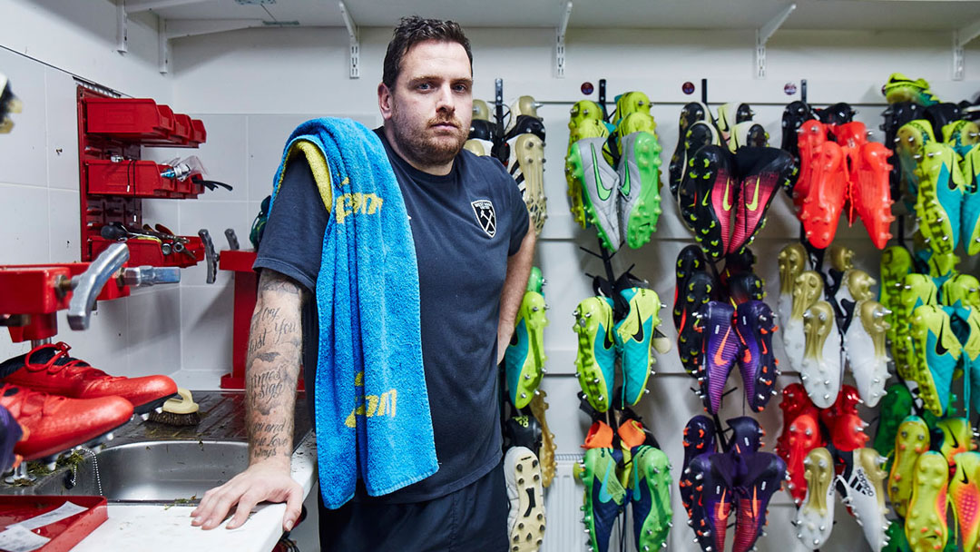 Kit manager James Saban in the boot room