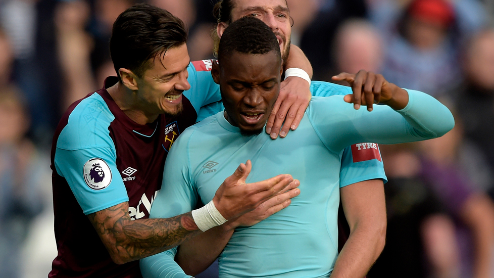 Diafra Sakho celebrates his goal against Swansea