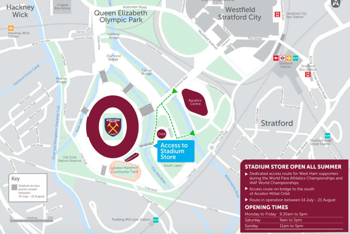 Stadium Store access map