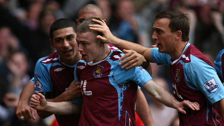 Freddie Sears celebrates scoring on his West Ham United debut