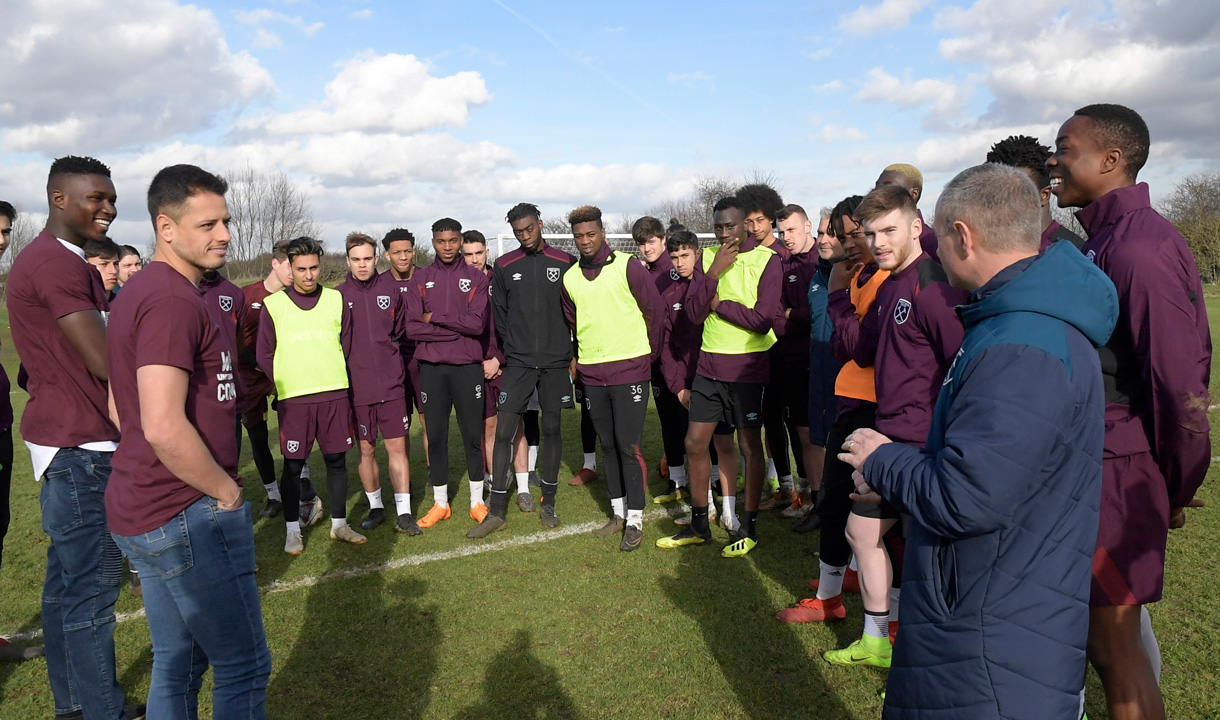 Chicharito with the Second Chance Academy players