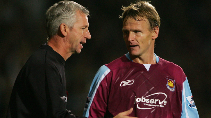 Teddy Sheringham and West Ham United manager Alan Pardew