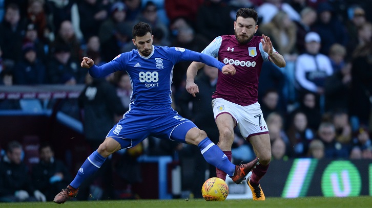 Robert Snodgrass in action for Aston Villa against Birmingham City