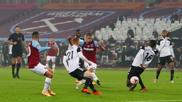 Tomas Soucek scores against Fulham
