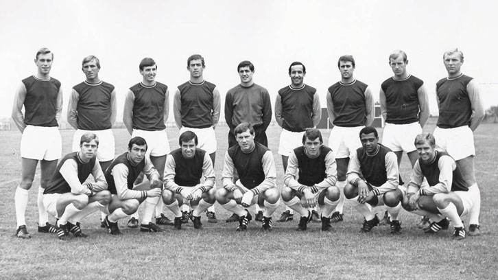 Billy Bonds (back row, second from left) and Bobby Moore (far right) played together for seven years