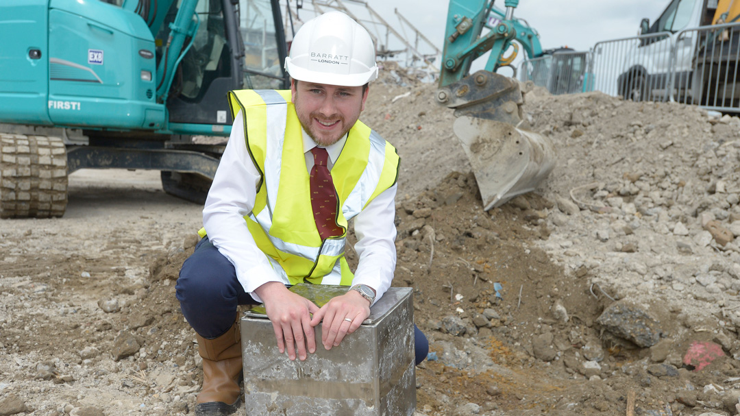 West Ham United’s Supporter Services Manager Jake Heath with the Bobby Moore time capsule, originally buried in 1993