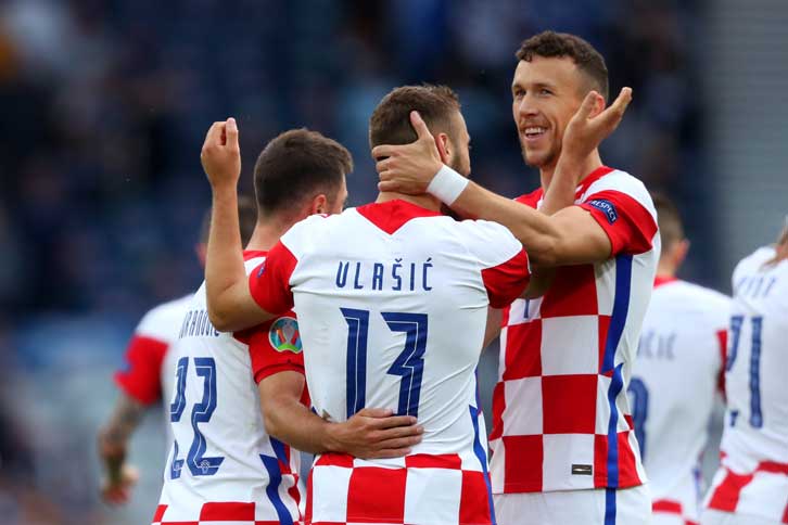 Nikola Vlasic celebrates scoring against Scotland at UEFA Euro 2020