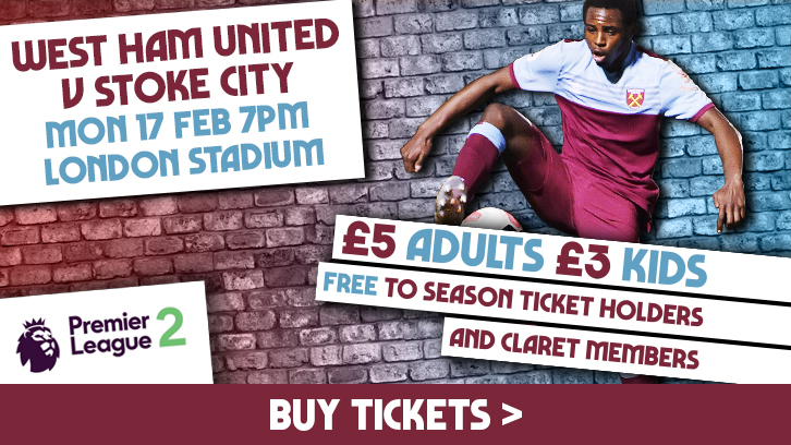 Buy tickets for West Ham U23s v Stoke City U23s