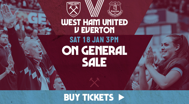 West Ham United v Everton tickets on general sale