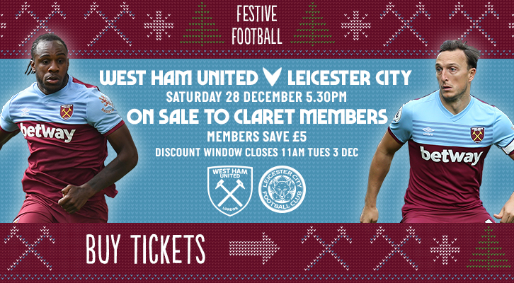 Buy tickets for West Ham United against Leicester