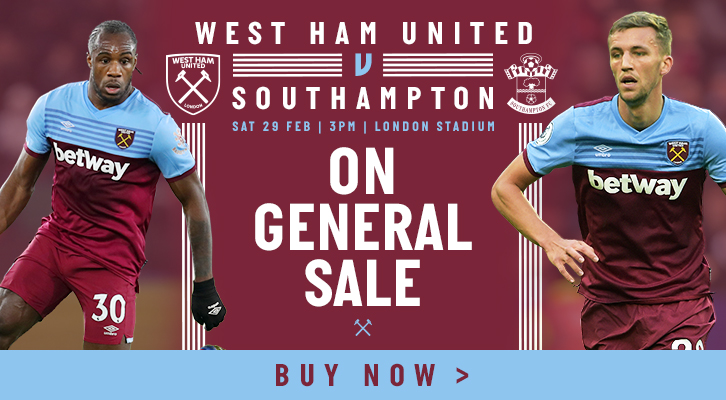 Buy West Ham United v Southampton tickets