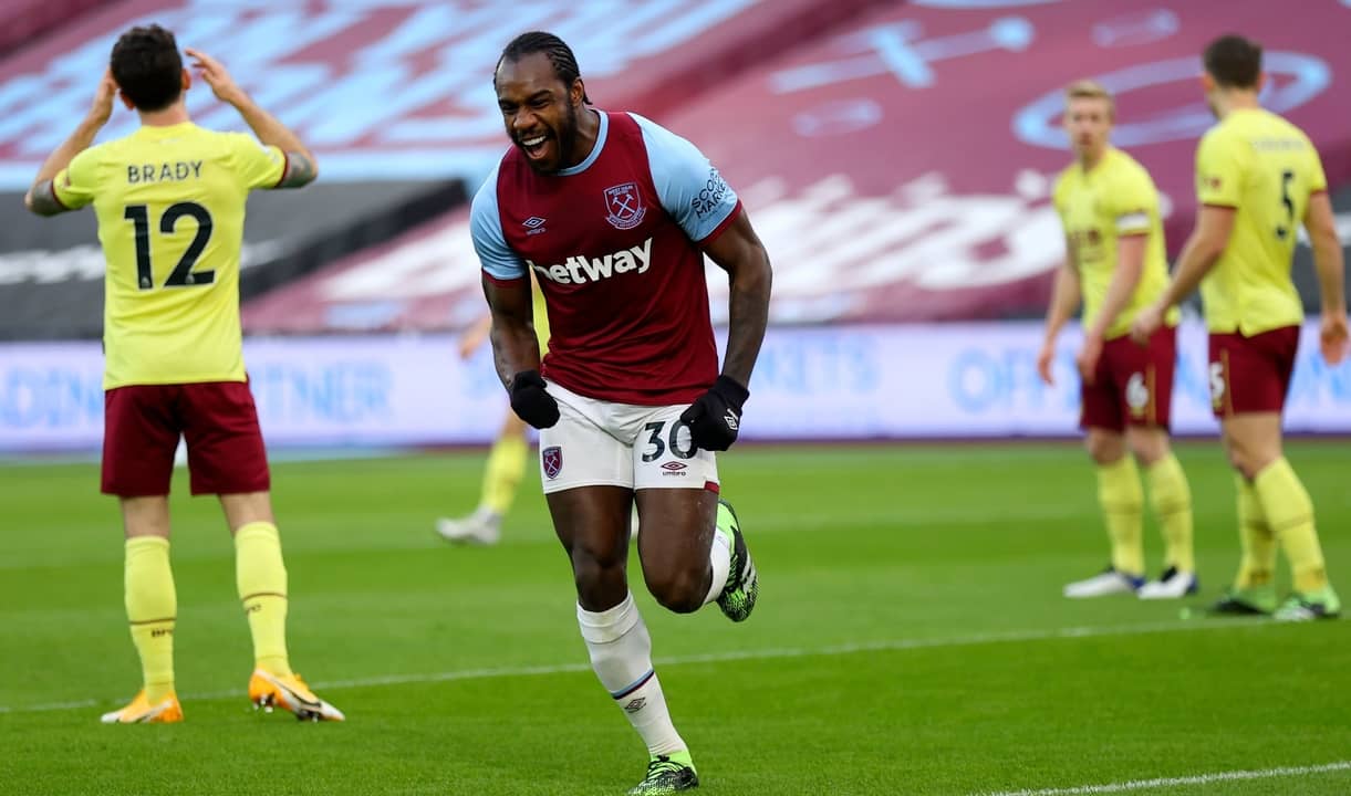 Michail Antonio celebrates his goal against Burnley