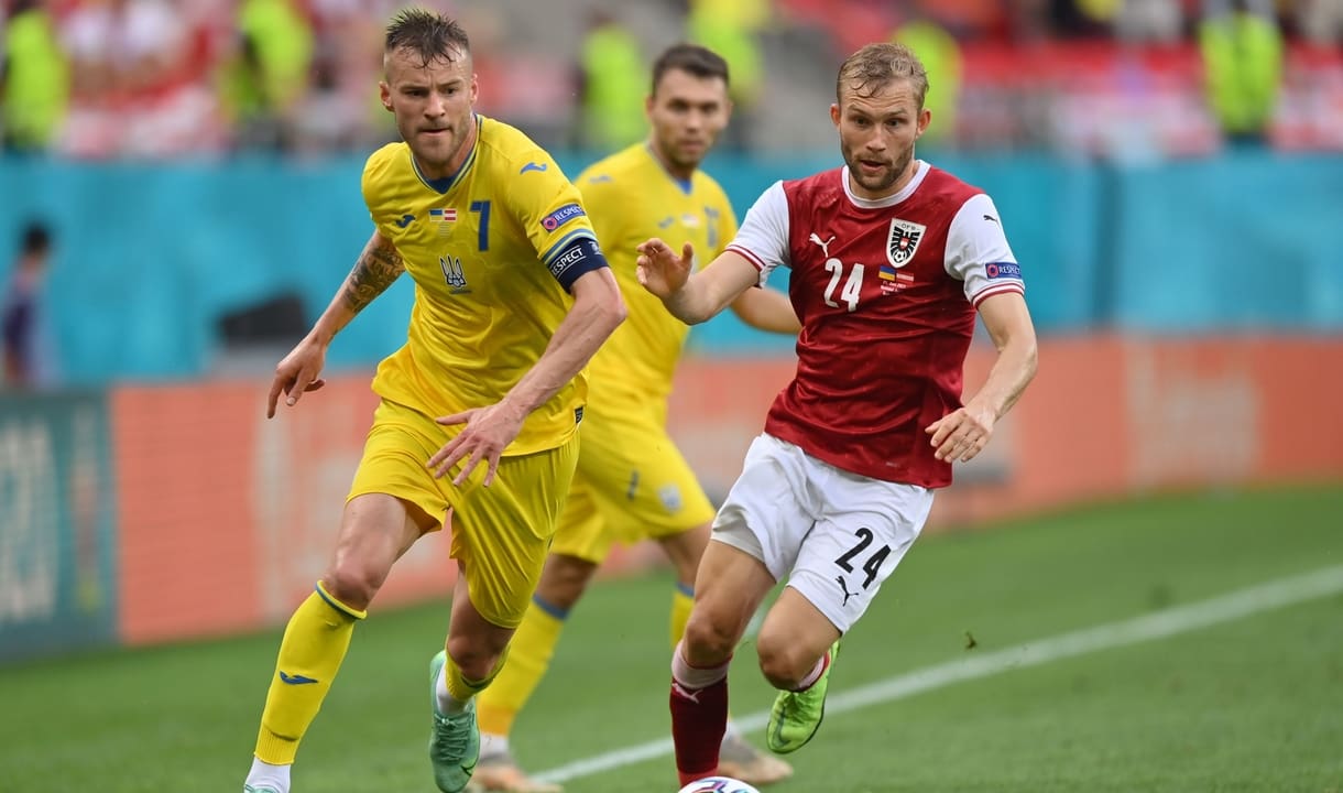 Andriy Yarmolenko in action against Austria