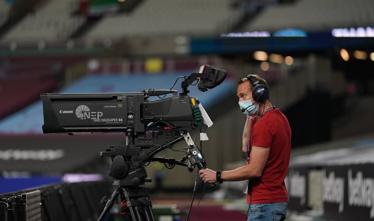 A TV cameraman at London Stadium