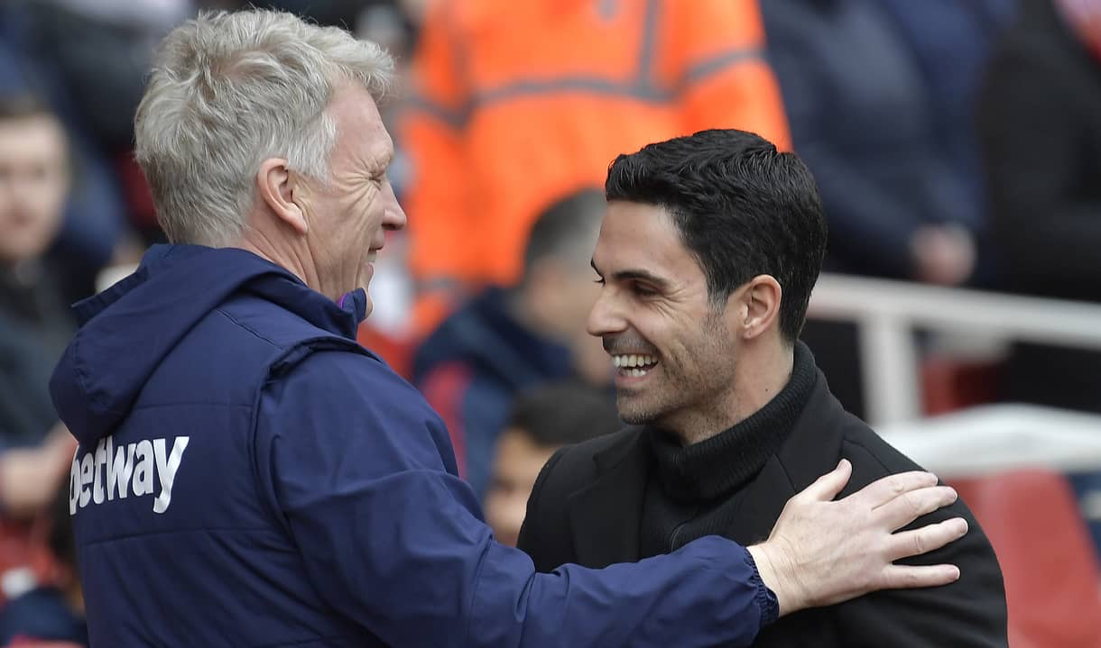 David Moyes with Mikel Arteta