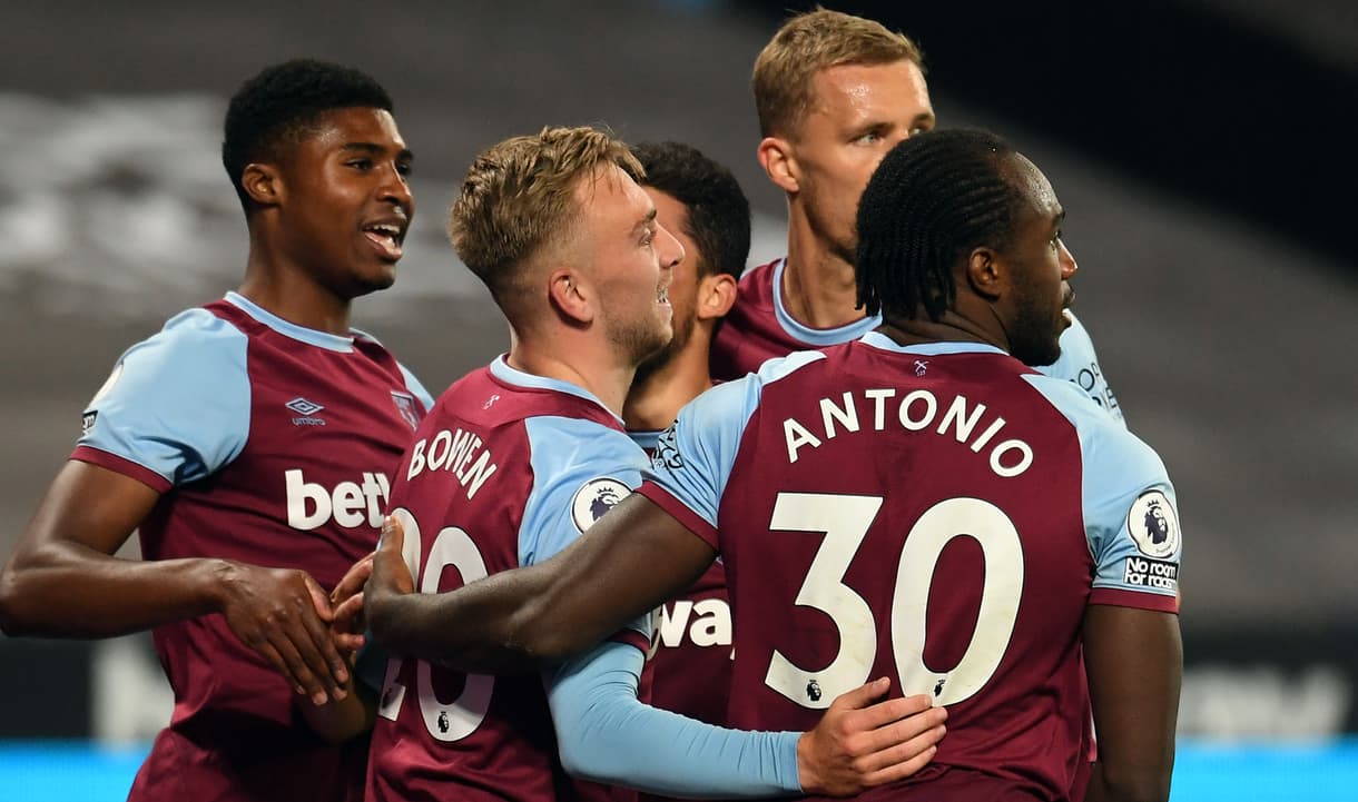 The Hammers celebrate against Wolves
