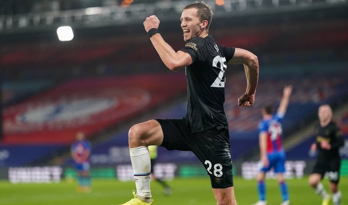 Tomas Soucek celebrates scoring at Crystal Palace