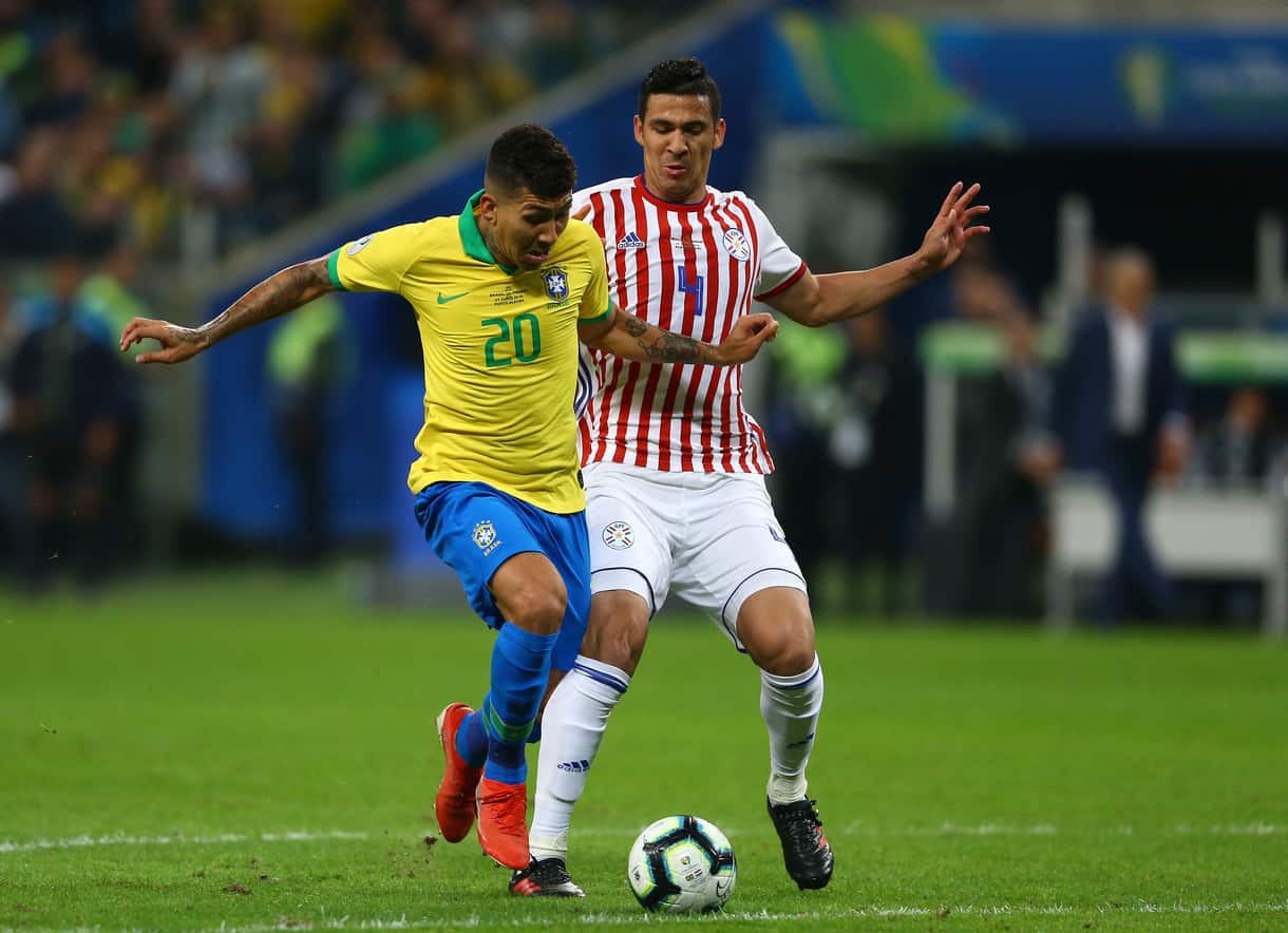 Fabian Balbuena playing for Paraguay against Brazil