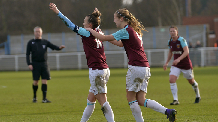 Amber Stobbs celebrates v Chichester City