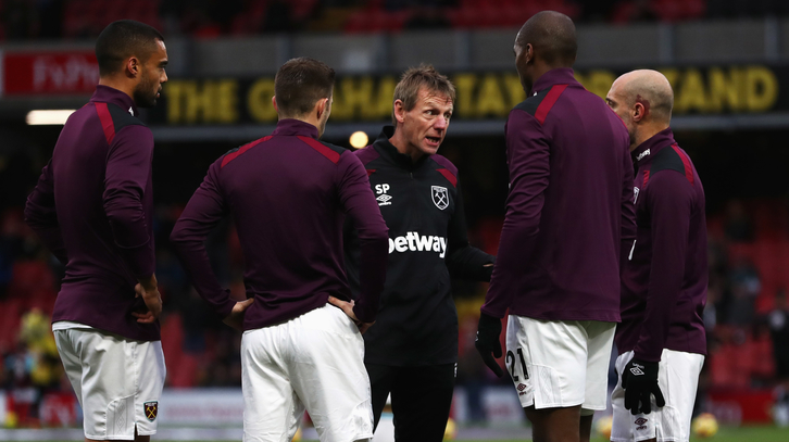 Stuart Pearce works with the West Ham defence