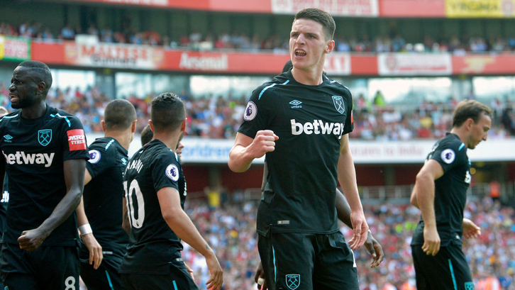 Declan Rice celebrates