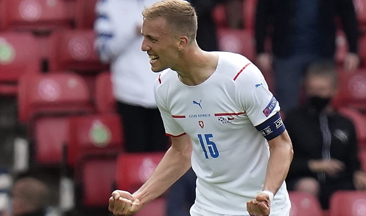 Tomas Soucek celebrates the Czech Republic' win over Scotland