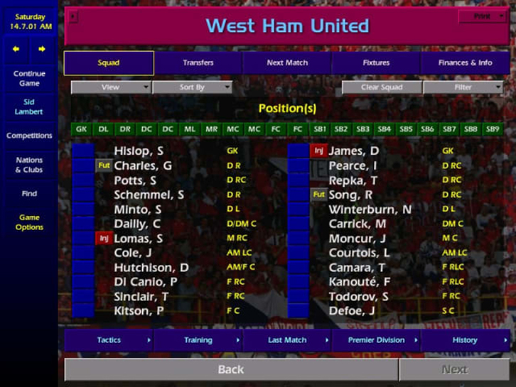West Ham in Championship Manager 2001/02