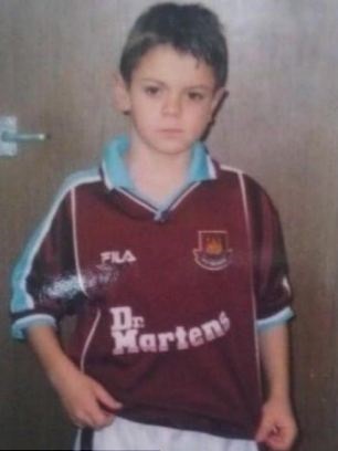 An eight-year-old Jack Wilshere in a West Ham United shirt