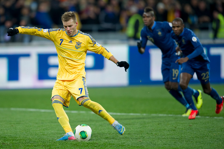 Andriy Yarmolenko in action for Ukraine