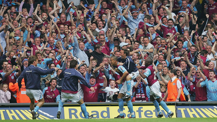 Bobby Zamora celebrates his goal in the 2005 Championship Play-Off final