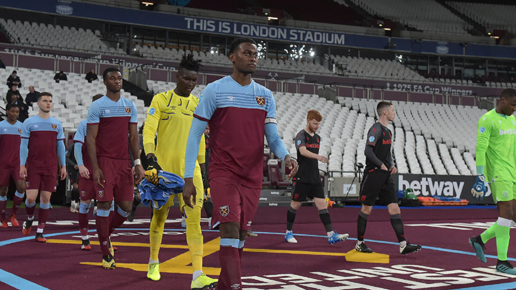 Olatunji Akinola leads West Ham U23s out at London Stadium