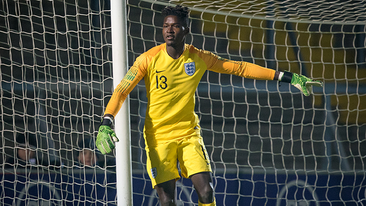 Goalkeeper Joseph Anang on his England U20s debut