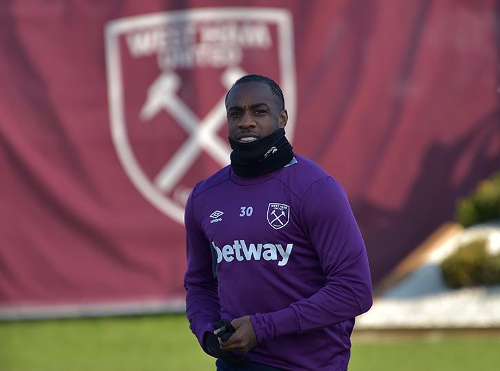 West Ham United forward Michail Antonio in training