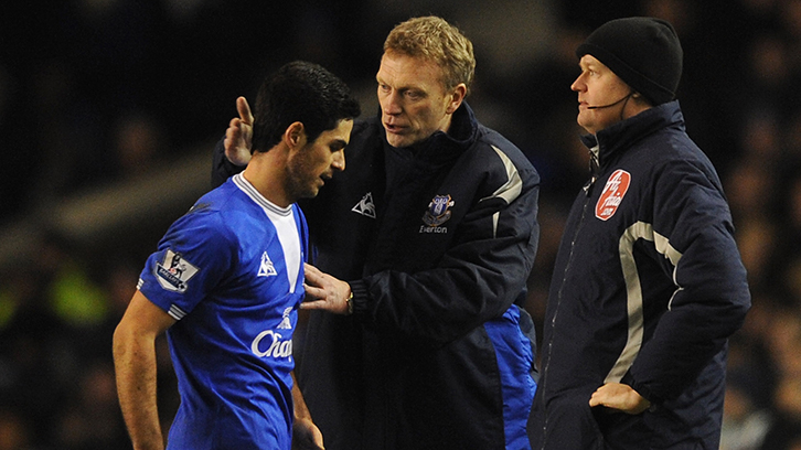Mikel Arteta and David Moyes at Everton in 2010