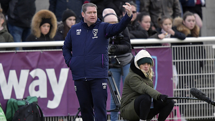 West Ham United manager Matt Beard on the touchline