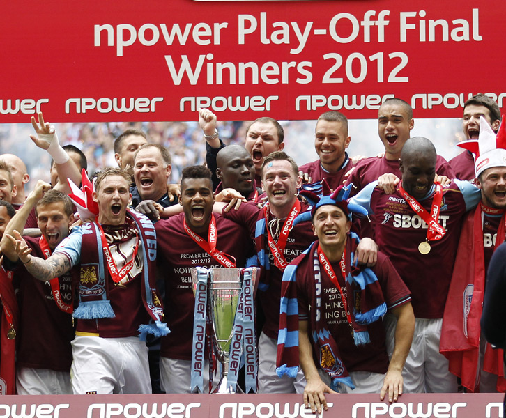 The 2012 West Ham team celebrate winning the Play-off final