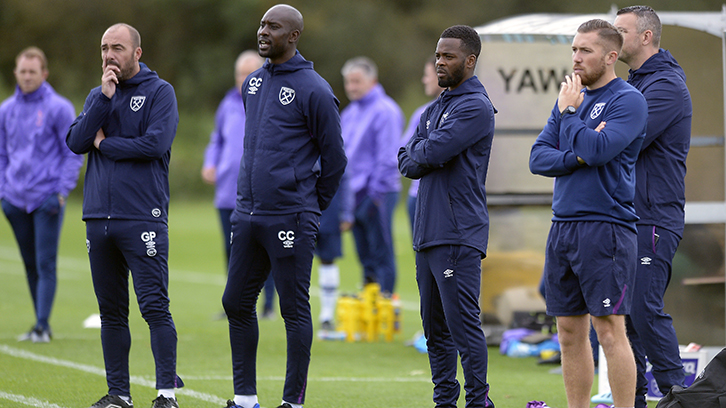 Academy coaches Gerard Prenderville, Carlton Cole, Zavon Hines, Harry Watling and Jeremy Sauer