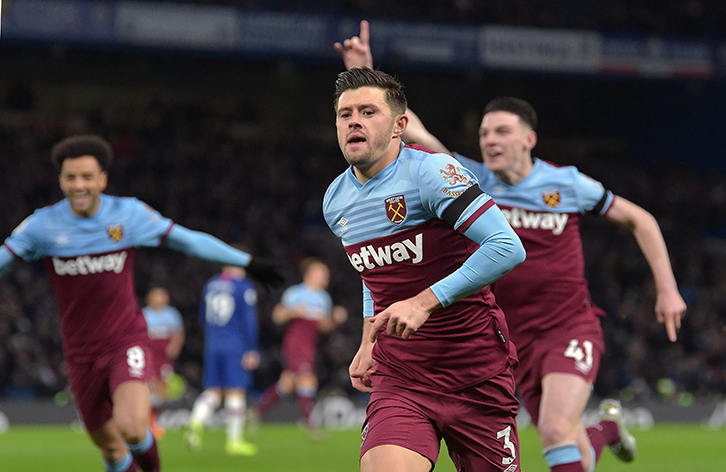 Aaron Cresswell celebrates scoring the winner against Chelsea in November