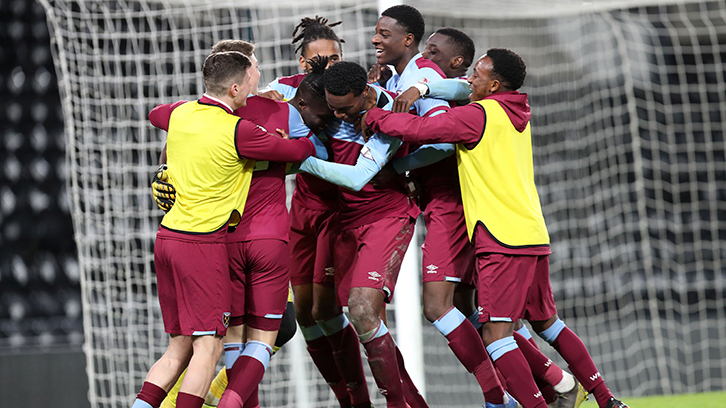West Ham United U23s celebrate their win on penalties over Derby