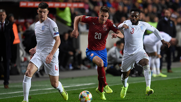 Declan Rice for England against Czech Republic